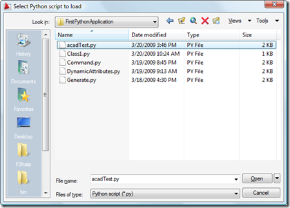 File selection during the PYLOAD command