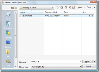 Select a Ruby script to load and execute