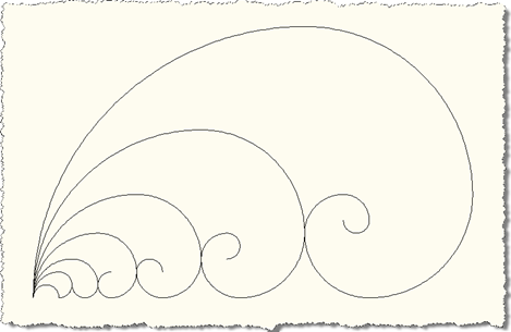 Levels 1 to 8 of our Fibonacci spiral