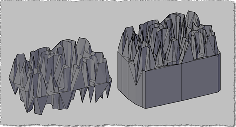 Results of SDT and S3T commands in conceptual 3D view