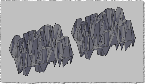 Results of PFT and SDT commands in conceptual 3D view