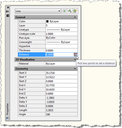 Our new dynamic distance property with its pick two points function
