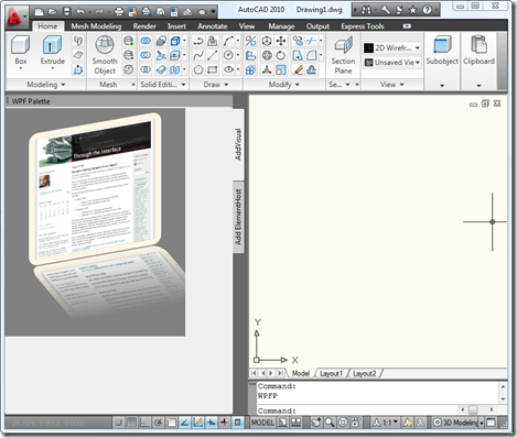 Our first WPF Palette inside AutoCAD