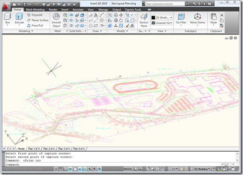 Site layout with random UCS and viewing angle