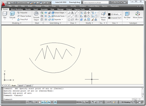 Some simple geometry in modelspace