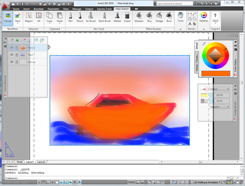 Alias Sketch of a colourful boat