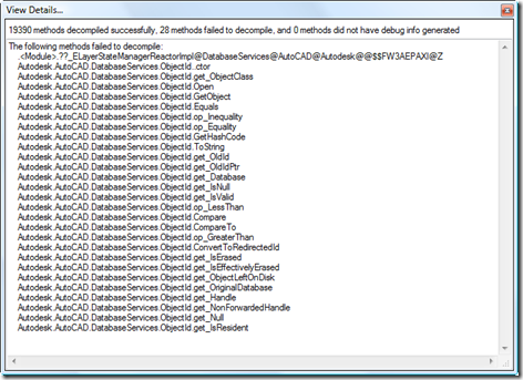 Details of methods that failed to decompile