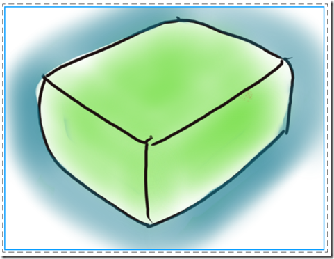 Green highlighting with a blue boundary