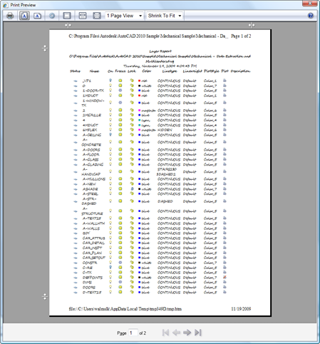 Print preview of our Layer Report