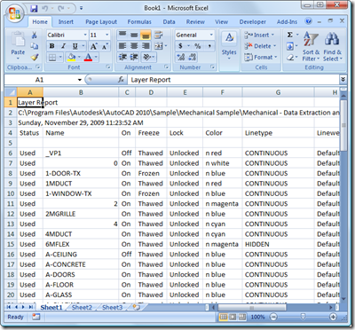Our layer report in Excel