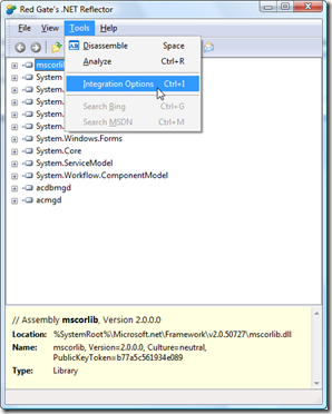 Reflector 6's integration options menu item