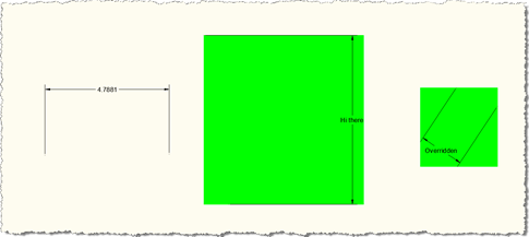 Highlighted, overridden dimensions