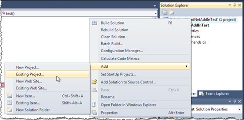 Add an existing project to our VS 2010 solution