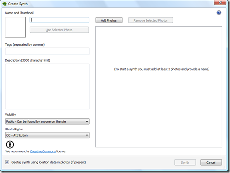 The UI for creating a synth