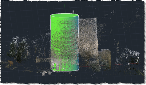 Castle point cloud with cylindrical tower extracted in AutoCAD 2011