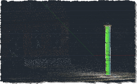 Flood column point cloud with cylindrical column extracted in AutoCAD 2011