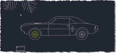 Our car with a yellow wheel hub