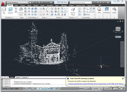 Our chapel's point cloud inside AutoCAD 2011