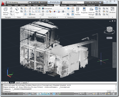 Our converted PTS file inside AutoCAD 2011