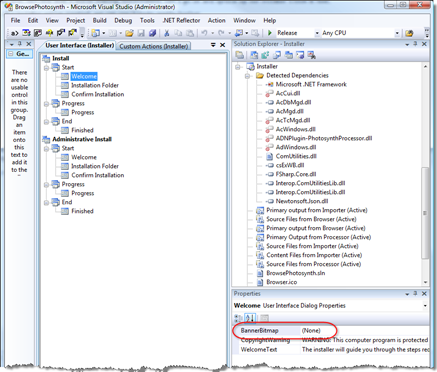 Our user interface options with the BannerBitmap property
