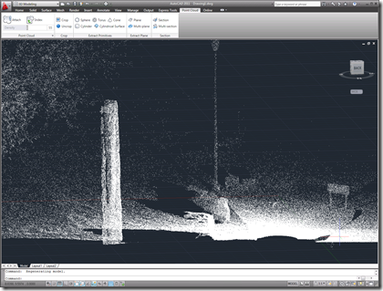 First shot of our laser-scanned monument inside AutoCAD