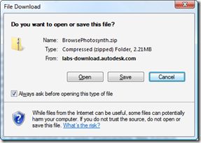 Downloading the BrowsePhotosynth plugin