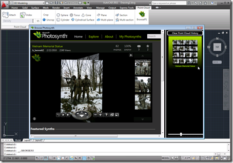 The BrowsePhotosynth dialog in AutoCAD 2011