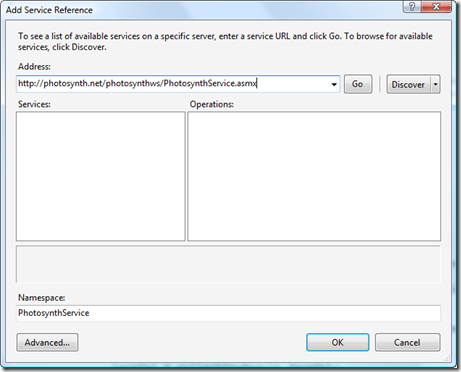 Add a reference to the Photosynth web service