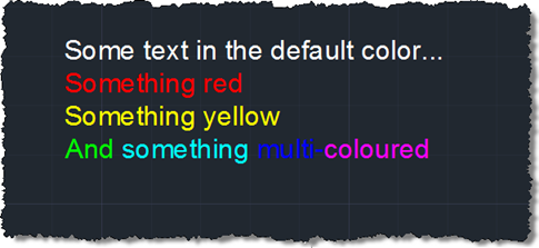 Our corrected multi-coloured multi-line text