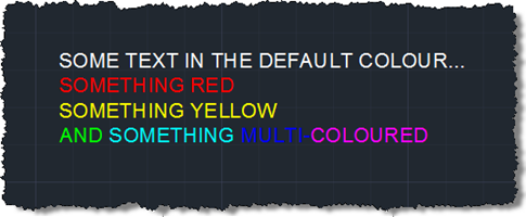 Our multi-coloured mtext in uppercase