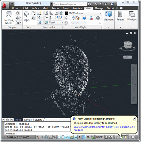 Point cloud from Photofly inside AutoCAD 2011