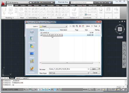 Selecting the resultant RZI photo scene during our IP command execution