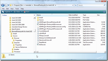Our installed application files and source