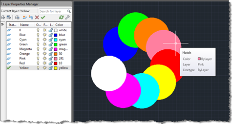 Hatches ready for ordering by layer