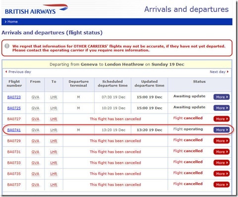 Flight status before leaving for Heathrow