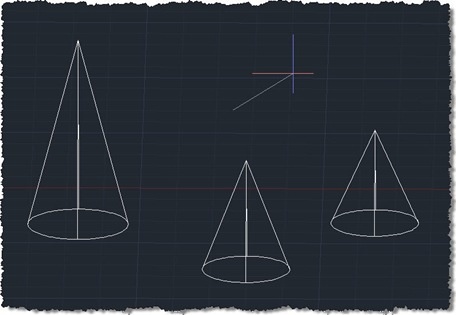 The average point of the tops of three cones