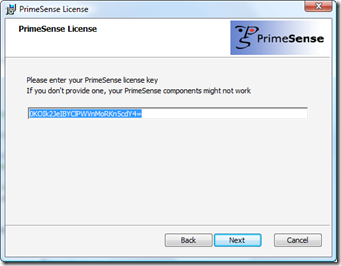Installing NITE - license key