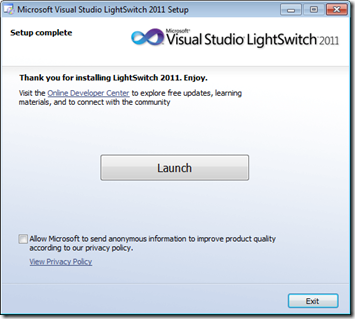 VS LightSwitch 2011 installed