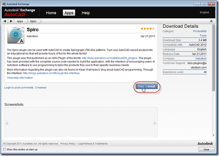 Downloading Spiro from Autodesk Exchange