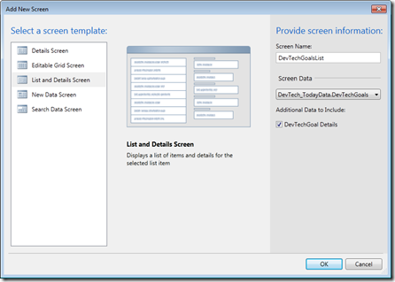 Our list and view screen