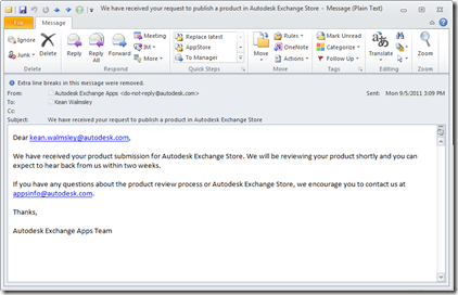 Email confirmation of successful submission