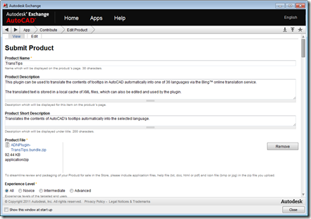The form to edit and resubmit