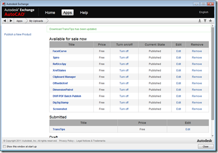 Our application list containing the submitted category