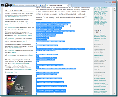 Copying code from Internet Explorer into Visual Studio