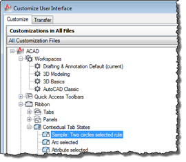 Our new Contextual Tab State in the CUI dialog