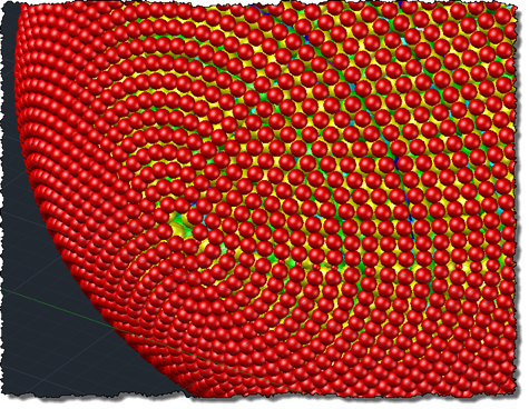 Close up of the poles of our sphere packing