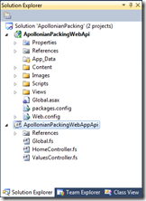Our Web API solution structure