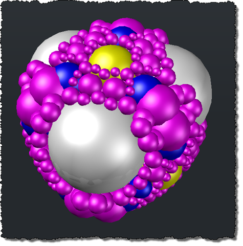 Some form of 3D packing (which isn't quite Apollonian) Some form of 3D packing (which isn't quite Apollonian)