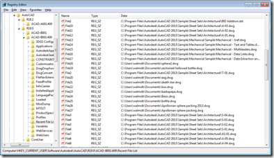 MRU information in the Registry