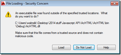 Security dialog in AutoCAD 2014